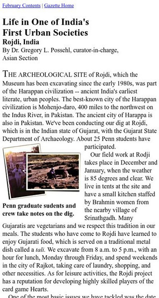 University of Pennsylvania: Life in One of India's First Urban Societies Article University of Pennsylvania: Life in One of India's First Urban Societies Article