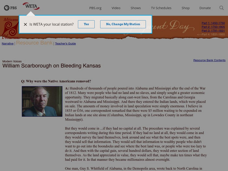 Pbs: Aia: William Scarborough: Why Were the Native Americans Removed? Primary Pbs: Aia: William Scarborough: Why Were the Native Americans Removed? Primary