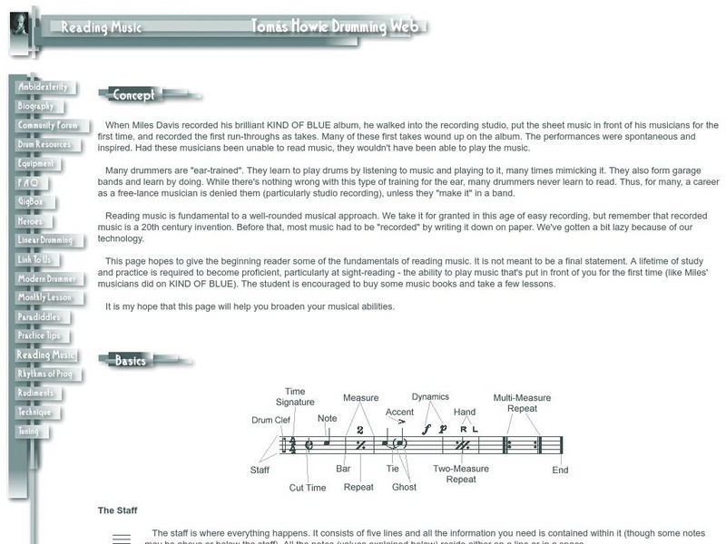 Tomas Howie Drumming Web: Reading Music Website Tomas Howie Drumming Web: Reading Music Website