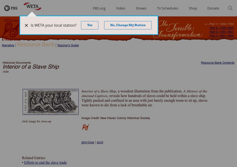 Africans in America: Interior of a Slave Ship Article Africans in America: Interior of a Slave Ship Article