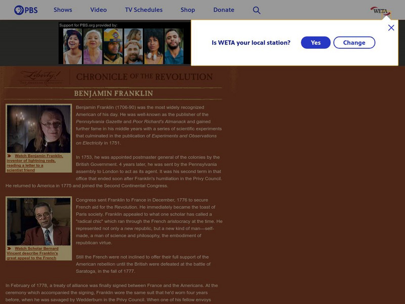 Liberty! The American Revolution: Benjamin Franklin Instructional Video