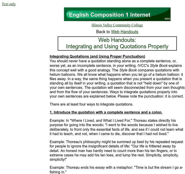 Ivcc: Integrating and Using Quotations Properly Handout