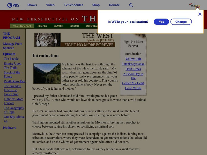 Pbs the West: Fight No More Forever (1874 1877) Website Pbs the West: Fight No More Forever (1874 1877) Website
