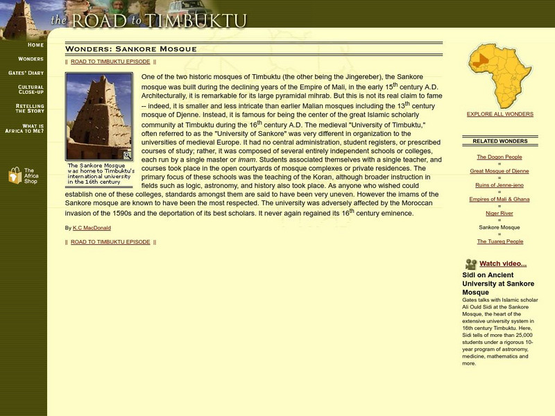 Pbs: Wonders Sankore Mosque Website