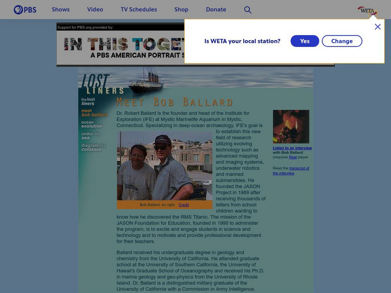 Pbs Meet Bob Ballard Website Pbs Meet Bob Ballard Website