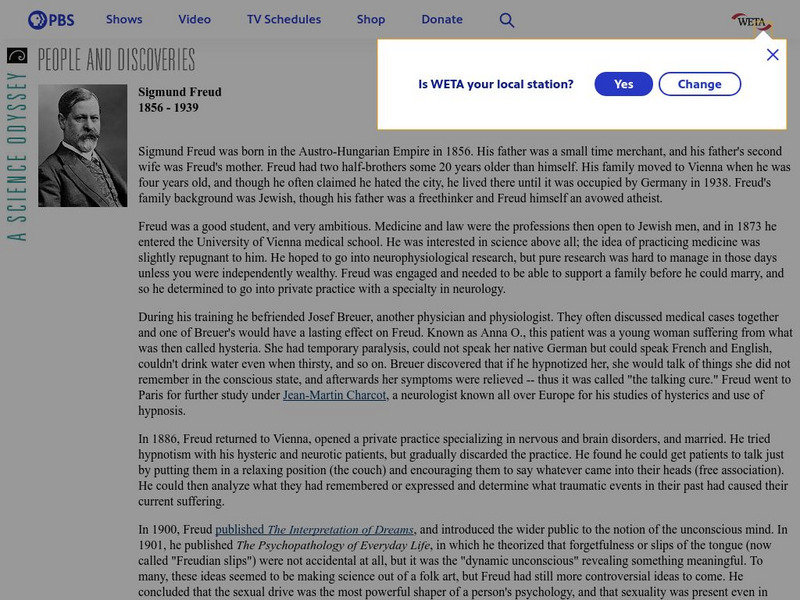 Pbs: A Science Odyssey, Sigmund Freud Website Pbs: A Science Odyssey, Sigmund Freud Website