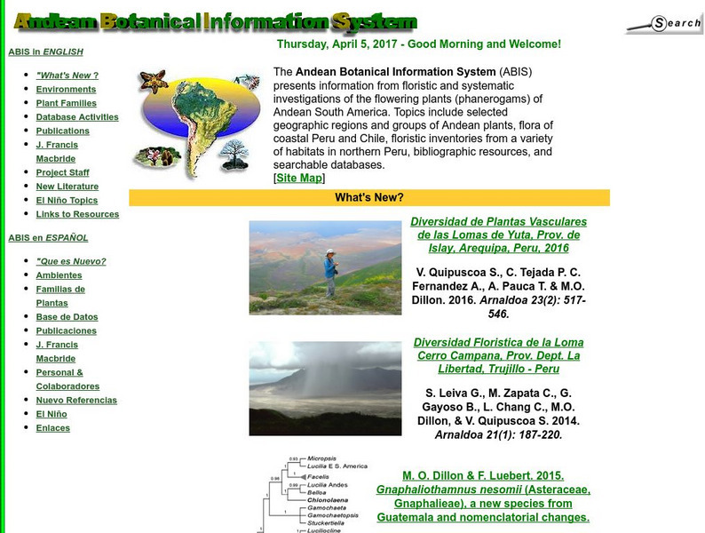 Andean Botanical Information System Website Andean Botanical Information System Website