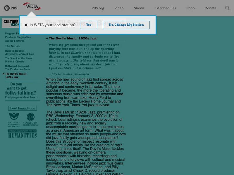 Pbs: Culture Shock: The Devil's Music: 1920s Jazz Website Pbs: Culture Shock: The Devil's Music: 1920s Jazz Website