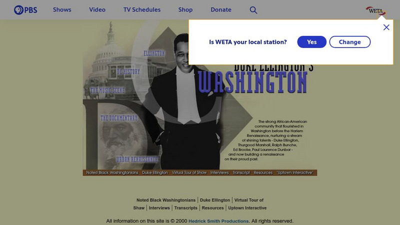 Pbs: Duke Ellington's Washington Website Pbs: Duke Ellington's Washington Website