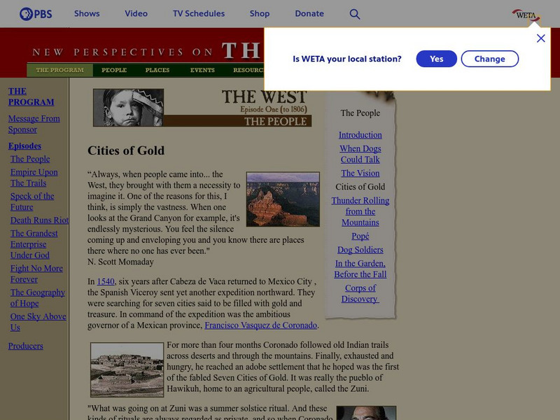 Pbs the West: Cities of Gold Website Pbs the West: Cities of Gold Website