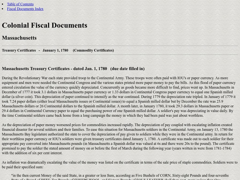 Colonial Fiscal Documents Activity Colonial Fiscal Documents Activity