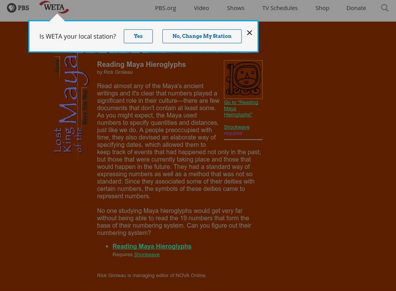 Pbs Nova: Reading Maya Hieroglyphs Handout