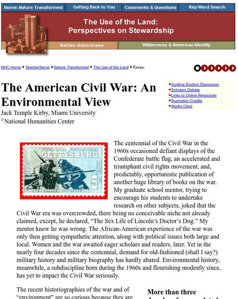 National Humanities Center: Teacher Serve: The American Civil War: An Environmental View Unit Plan National Humanities Center: Teacher Serve: The American Civil War: An Environmental View Unit Plan