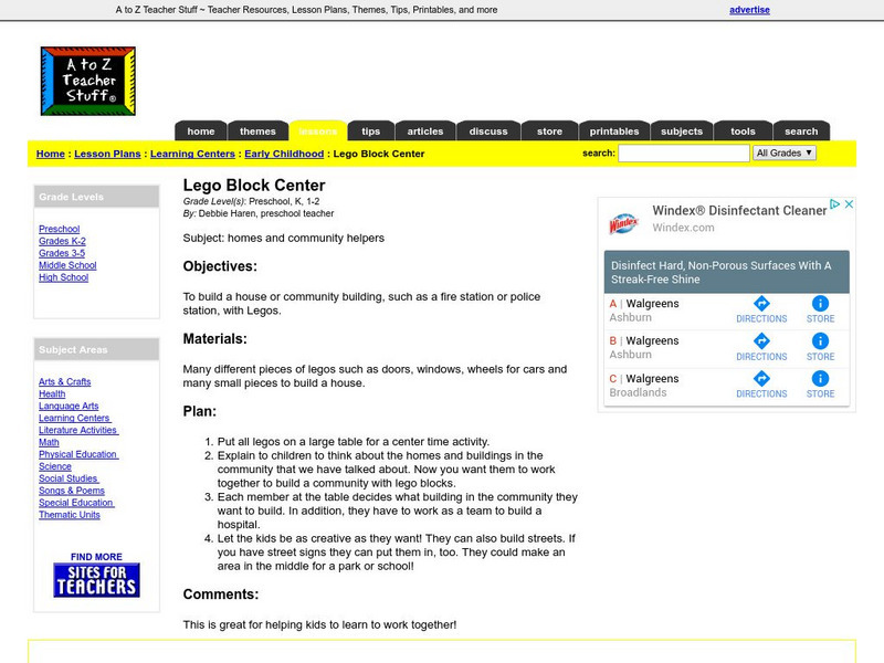A to Z Teacher Stuff: Lego Block Center (Activity) Lesson Plan A to Z Teacher Stuff: Lego Block Center (Activity) Lesson Plan
