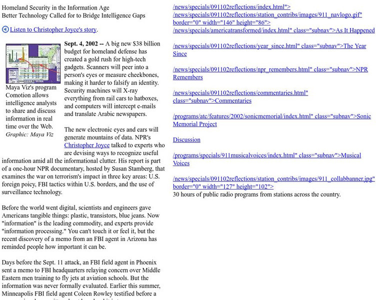 Npr: Homeland Security in the Information Age Activity Npr: Homeland Security in the Information Age Activity