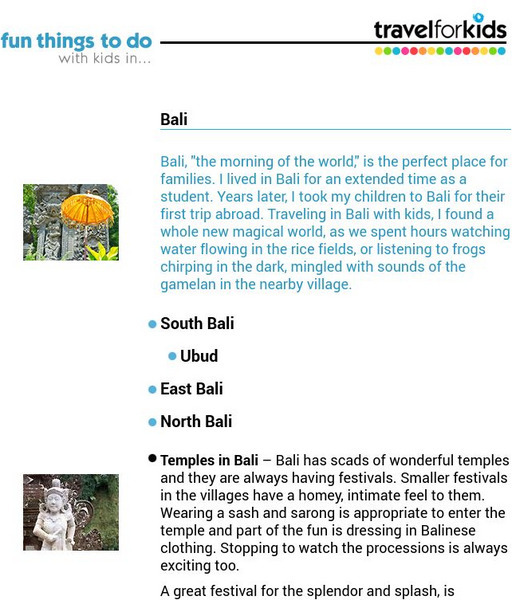 Travel for Kids: Bali Website Travel for Kids: Bali Website