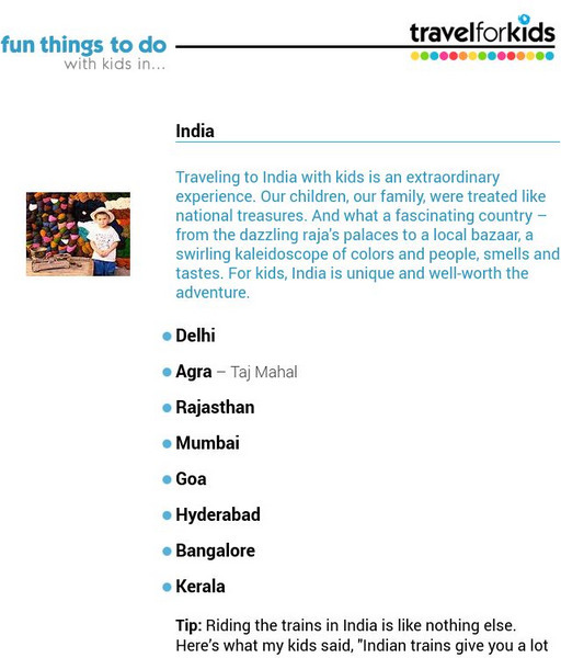 Travel for Kids: India Website Travel for Kids: India Website