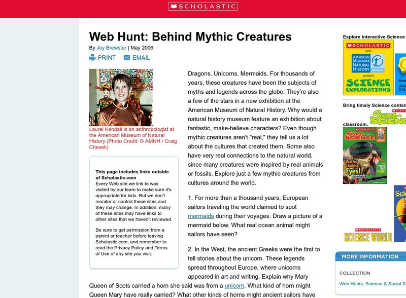 Scholastic: Mythic Creatures Website