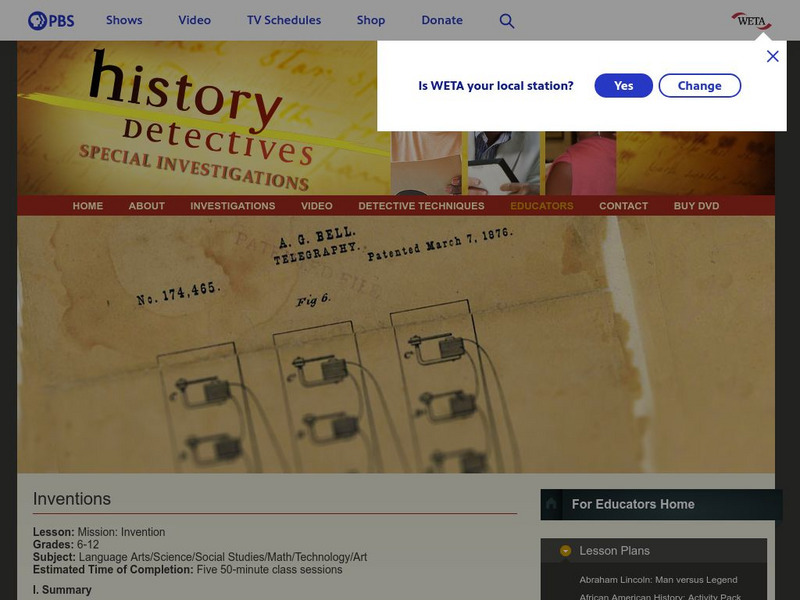 Pbs Teachers: Inventions Website Pbs Teachers: Inventions Website