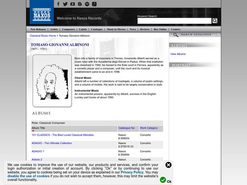 Naxos Digital Services: Tomaso Giovanni Albinoni Handout