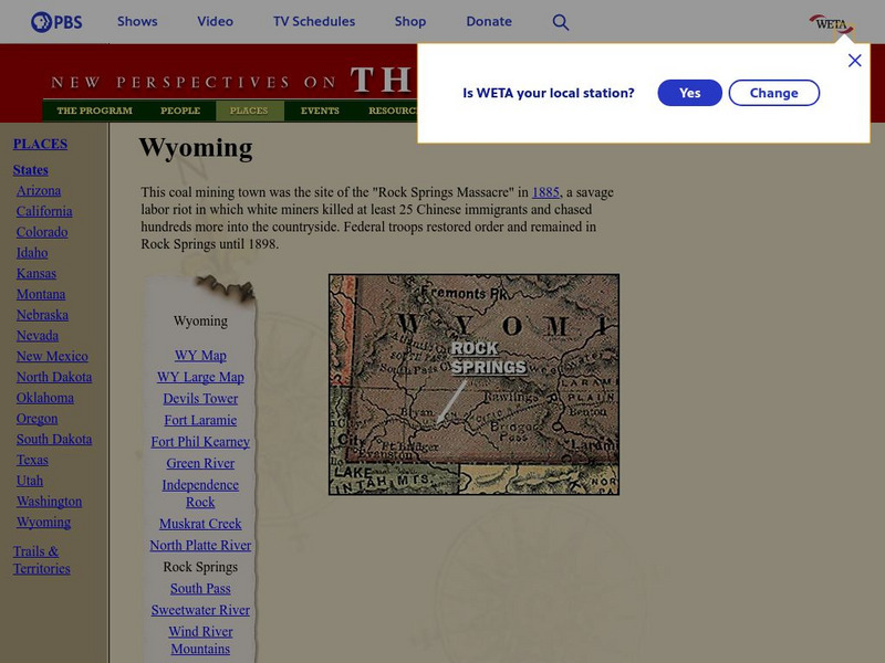 Pbs: The West: Rock Springs Handout Pbs: The West: Rock Springs Handout