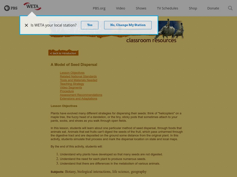 Pbs Teachers:a Model of Seed Dispersal Lesson Plan