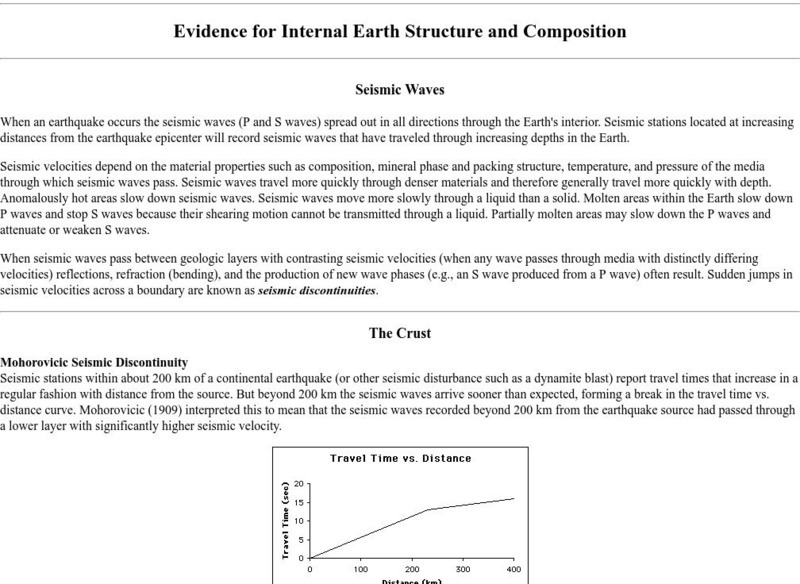 Columbia University: Evidence for Internal Earth Structure and Composition Handout Columbia University: Evidence for Internal Earth Structure and Composition Handout