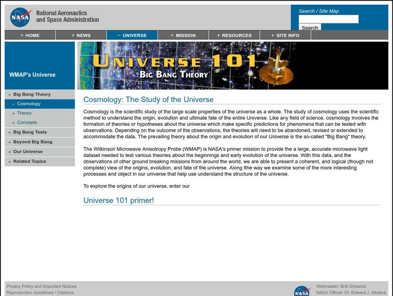 Nasa Cosmology: The Study of the Universe Website Nasa Cosmology: The Study of the Universe Website