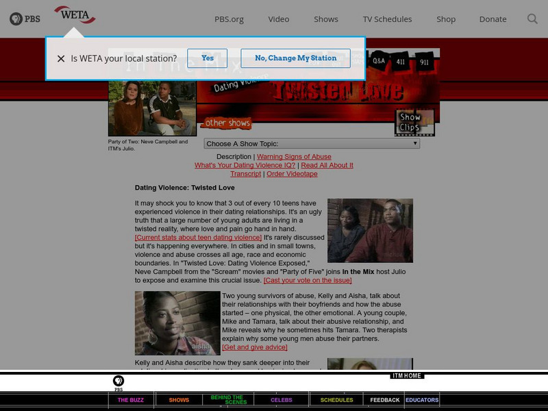 Pbs: In the Mix: Dating Violence: Twisted Love Website Pbs: In the Mix: Dating Violence: Twisted Love Website