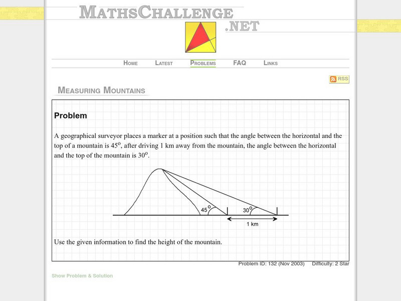 Maths challenge.net: Measuring Mountains Activity Maths challenge.net: Measuring Mountains Activity