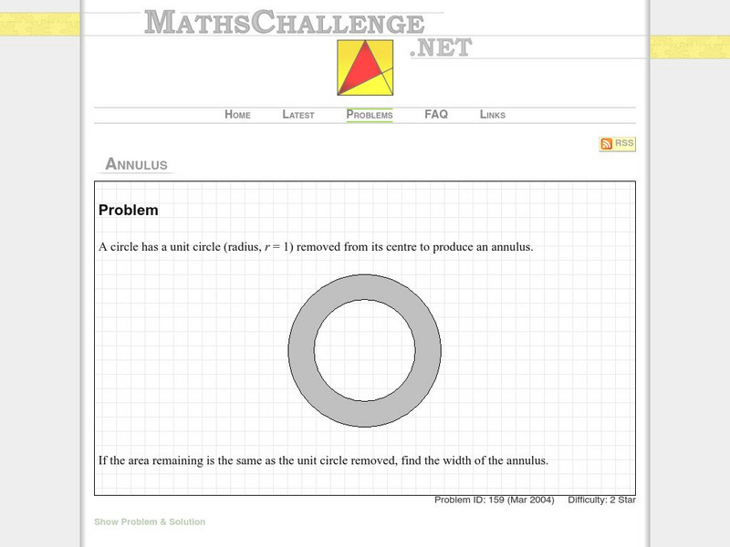 Maths challenge.net: Annulus Activity Maths challenge.net: Annulus Activity