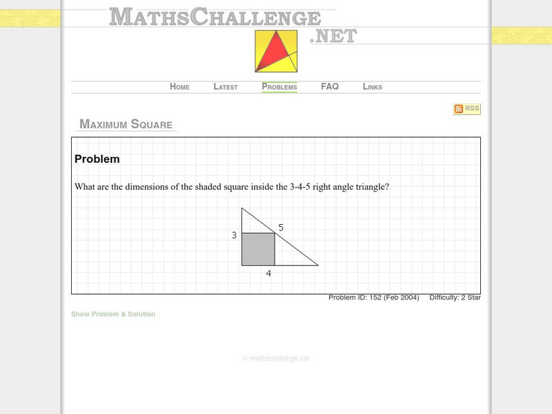 Maths challenge.net: Maximum Square Activity Maths challenge.net: Maximum Square Activity
