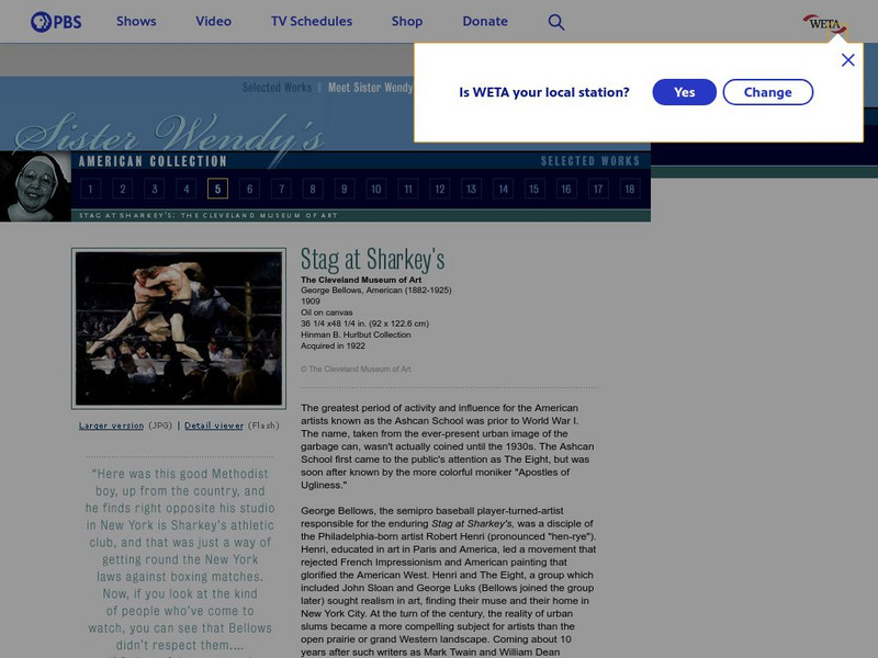 Pbs: Sister Wendy's American Collection: Stag at Sharkey's by George Bellows Handout Pbs: Sister Wendy's American Collection: Stag at Sharkey's by George Bellows Handout
