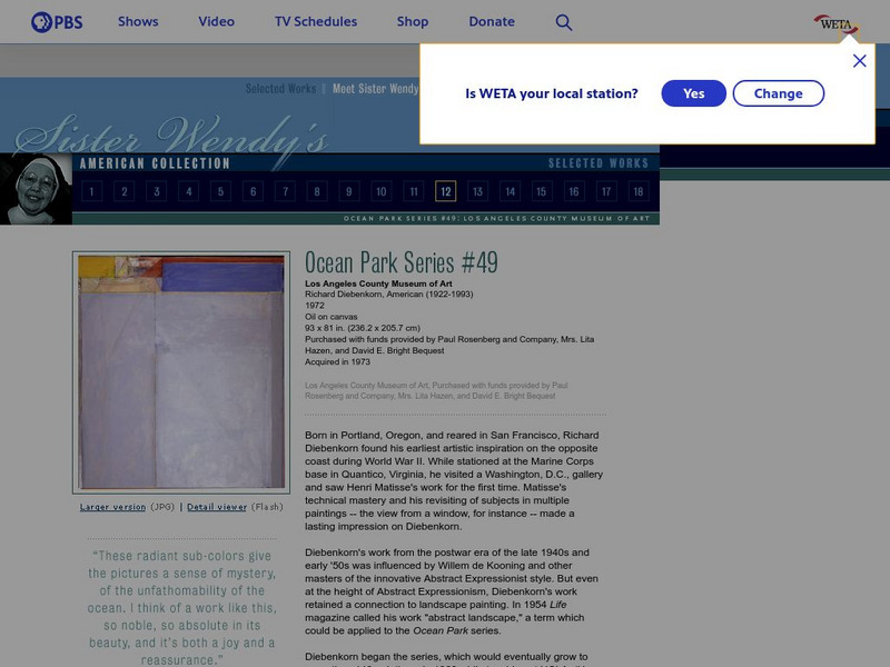 Pbs: Sister Wendy's American Collection: Ocean Park Series #49 by Diebenkorn Handout Pbs: Sister Wendy's American Collection: Ocean Park Series #49 by Diebenkorn Handout