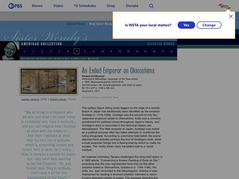 Pbs: Sister Wendy's American Collection: An Exiled Emperor on Okinoshima Handout Pbs: Sister Wendy's American Collection: An Exiled Emperor on Okinoshima Handout