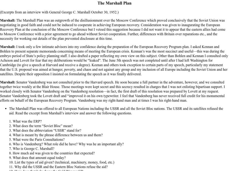 Harry S. Truman Library and Museum: Marshall Plan Website Harry S. Truman Library and Museum: Marshall Plan Website