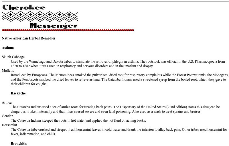 Cherokee Messenger: Native American Herbal Remedies Website Cherokee Messenger: Native American Herbal Remedies Website