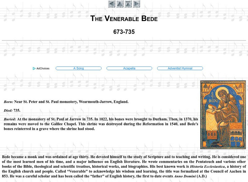The Cyber Hymnal: The Venerable Bede 673 735 Handout The Cyber Hymnal: The Venerable Bede 673 735 Handout