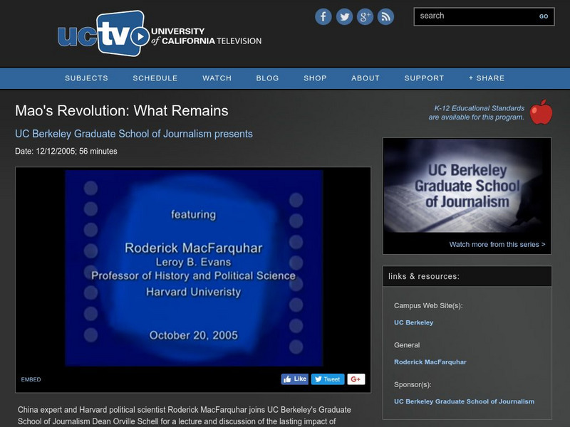 University of California Television: Mao's Revolution: What Remains Instructional Video University of California Television: Mao's Revolution: What Remains Instructional Video