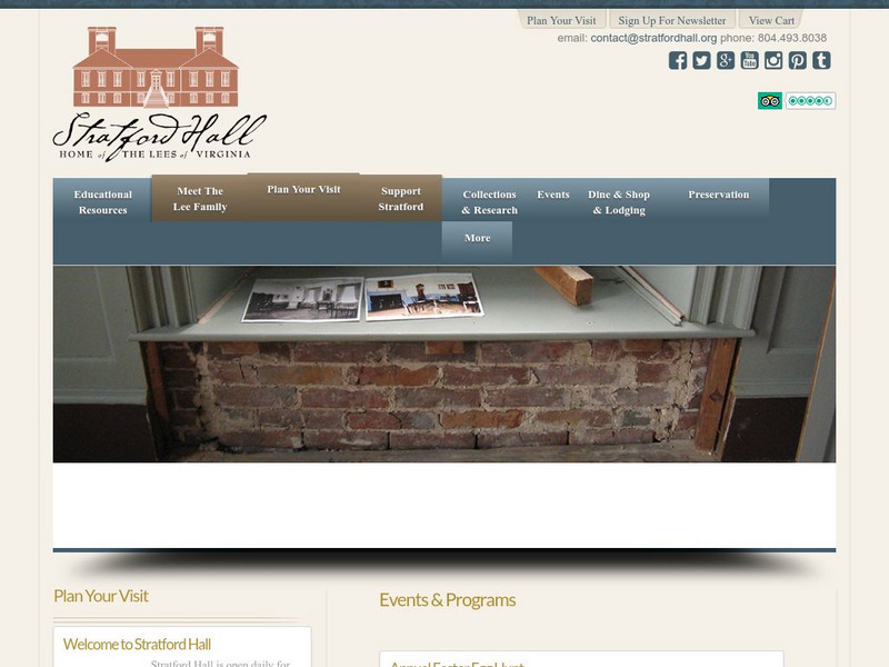 Stratford Hall Plantation: Birthplace of Robert E. Lee Activity Stratford Hall Plantation: Birthplace of Robert E. Lee Activity