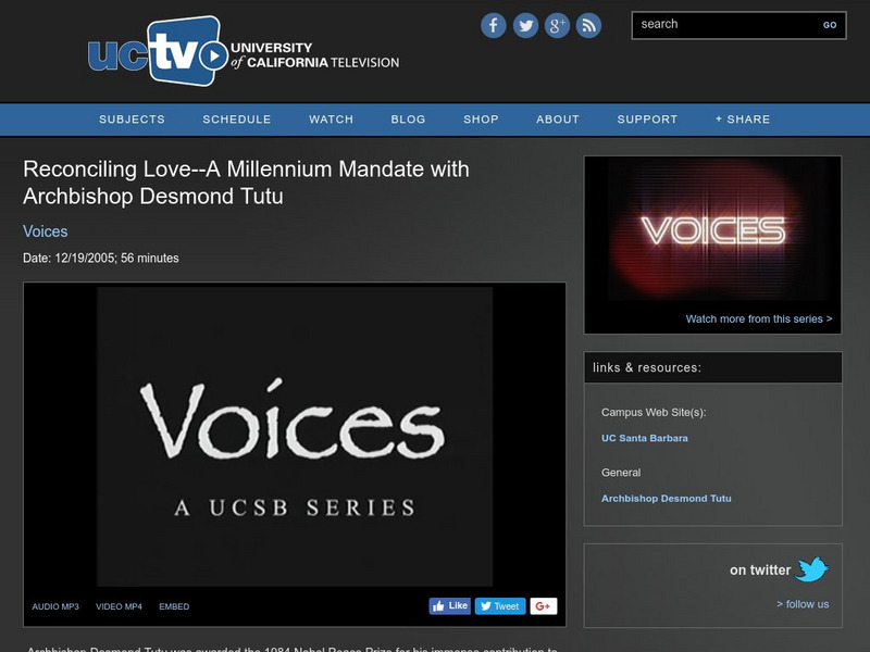 University of California Television: A Millennium Mandate With Desmond Tutu Instructional Video University of California Television: A Millennium Mandate With Desmond Tutu Instructional Video