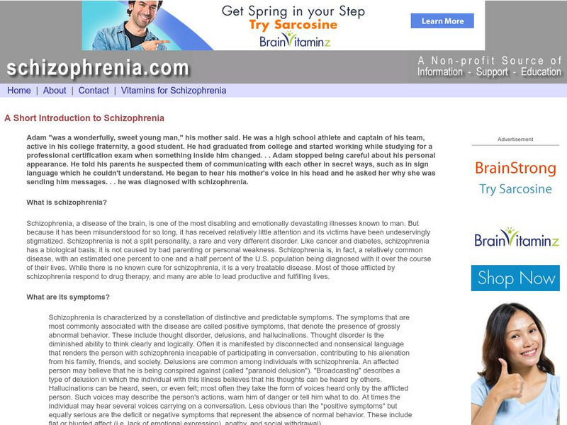 A Short Introduction to Schizophrenia Website