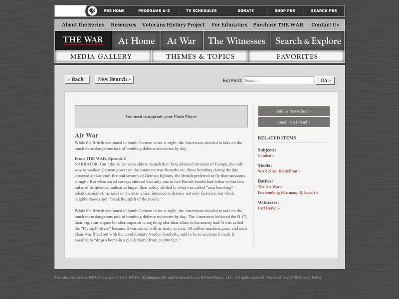 Pbs: The War: Air War (British Versus American Missions) Instructional Video Pbs: The War: Air War (British Versus American Missions) Instructional Video