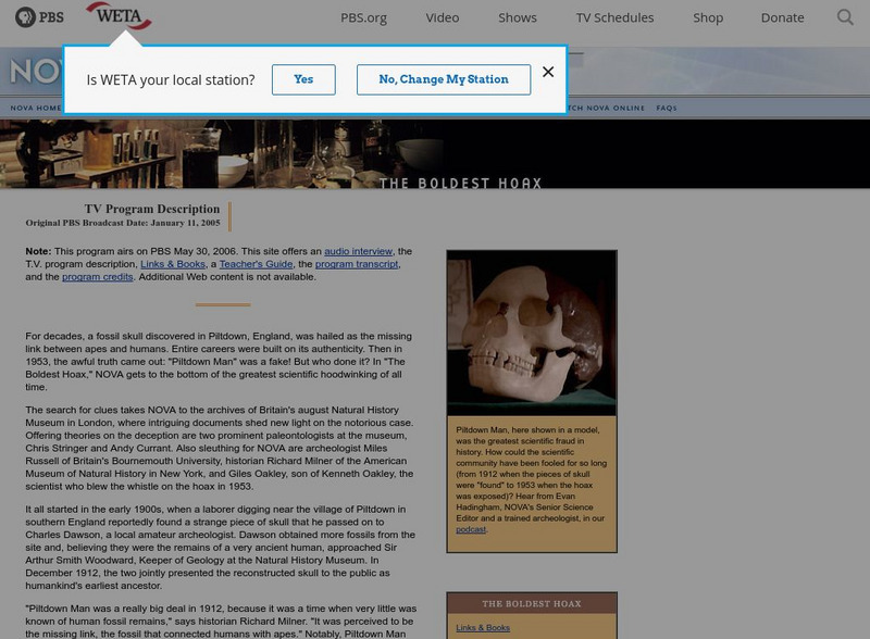 Pbs: Nova: The Boldest Hoax Website Pbs: Nova: The Boldest Hoax Website