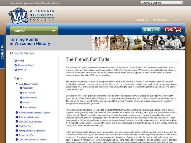 Wisconsin Historical Society: The French Fur Trade Website Wisconsin Historical Society: The French Fur Trade Website