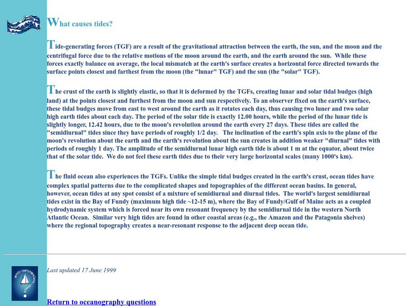 Whoi: What Causes Tides? Website Whoi: What Causes Tides? Website