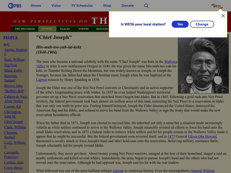 Pbs: Chief Joseph Website Pbs: Chief Joseph Website