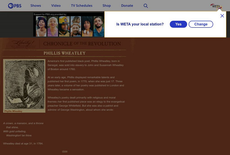 Pbs: Phillis Wheatley Website Pbs: Phillis Wheatley Website
