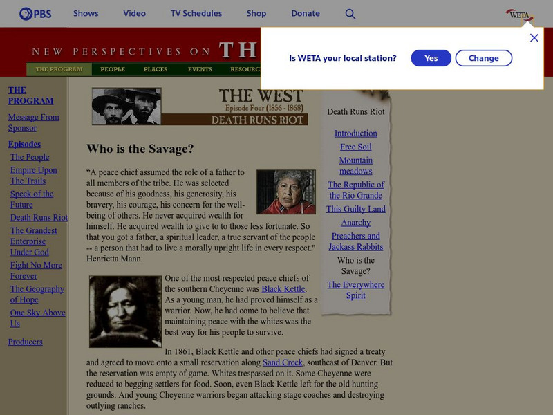 Pbs the West: Who Is the Savage? Primary Pbs the West: Who Is the Savage? Primary