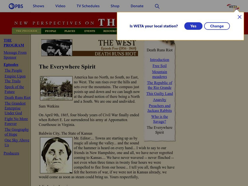 Pbs the West: The Everywhere Spirit Handout